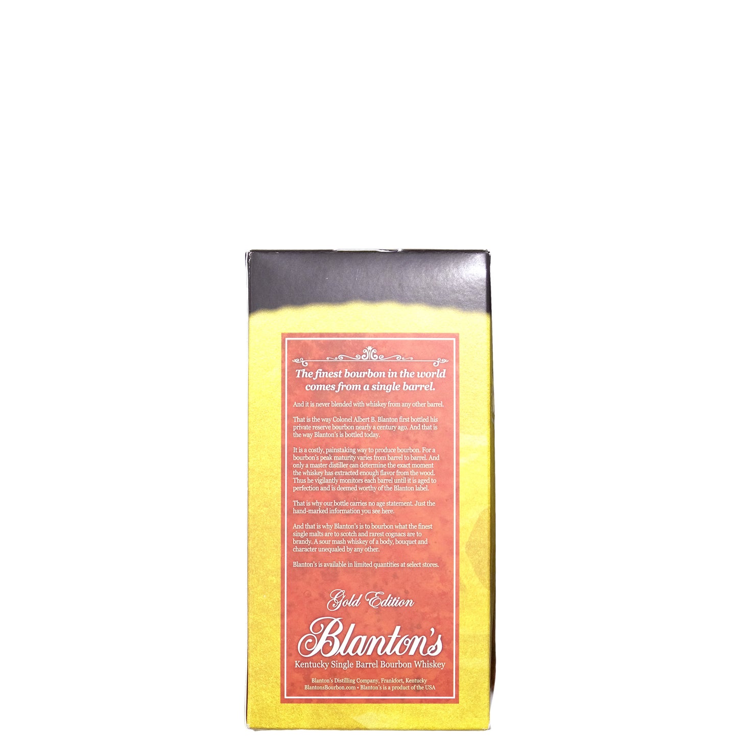 Blanton's Gold Edition Kentucky Single Barrel Bourbon Whiskey box on a white background
