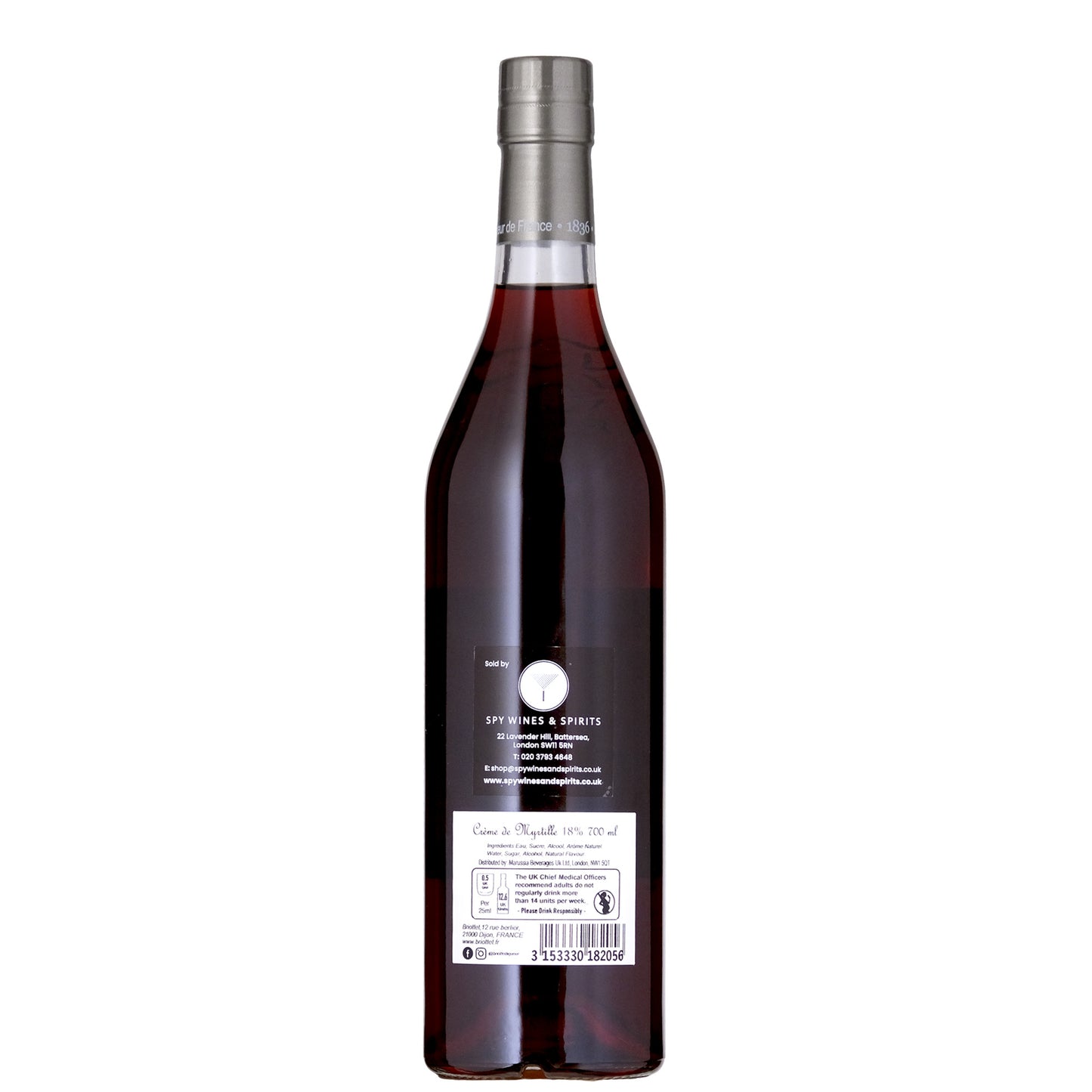 Briottet Blueberry Liqueur Back Label