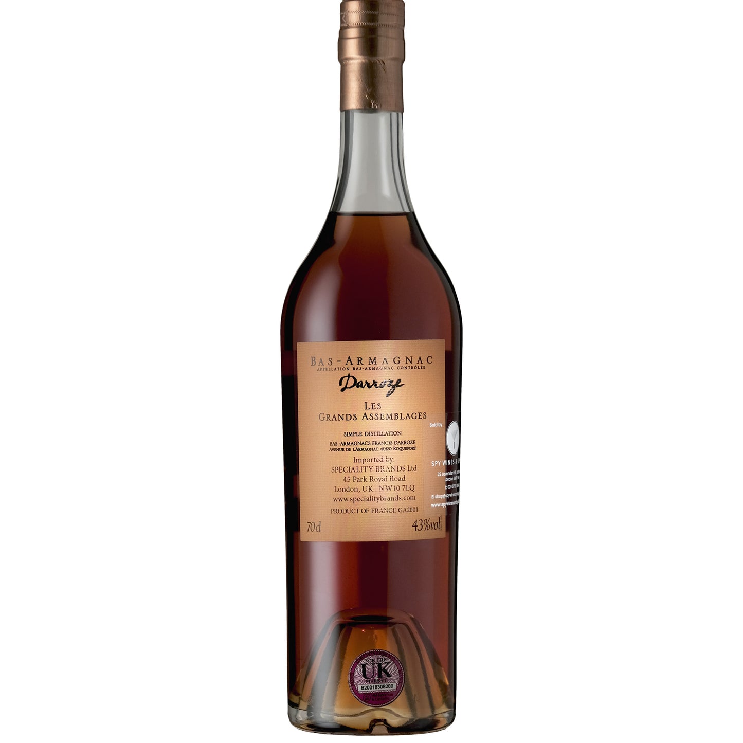 Darroze Bas-Armagnac 'Les Grande Assemblage' 20 Years Old Back Label