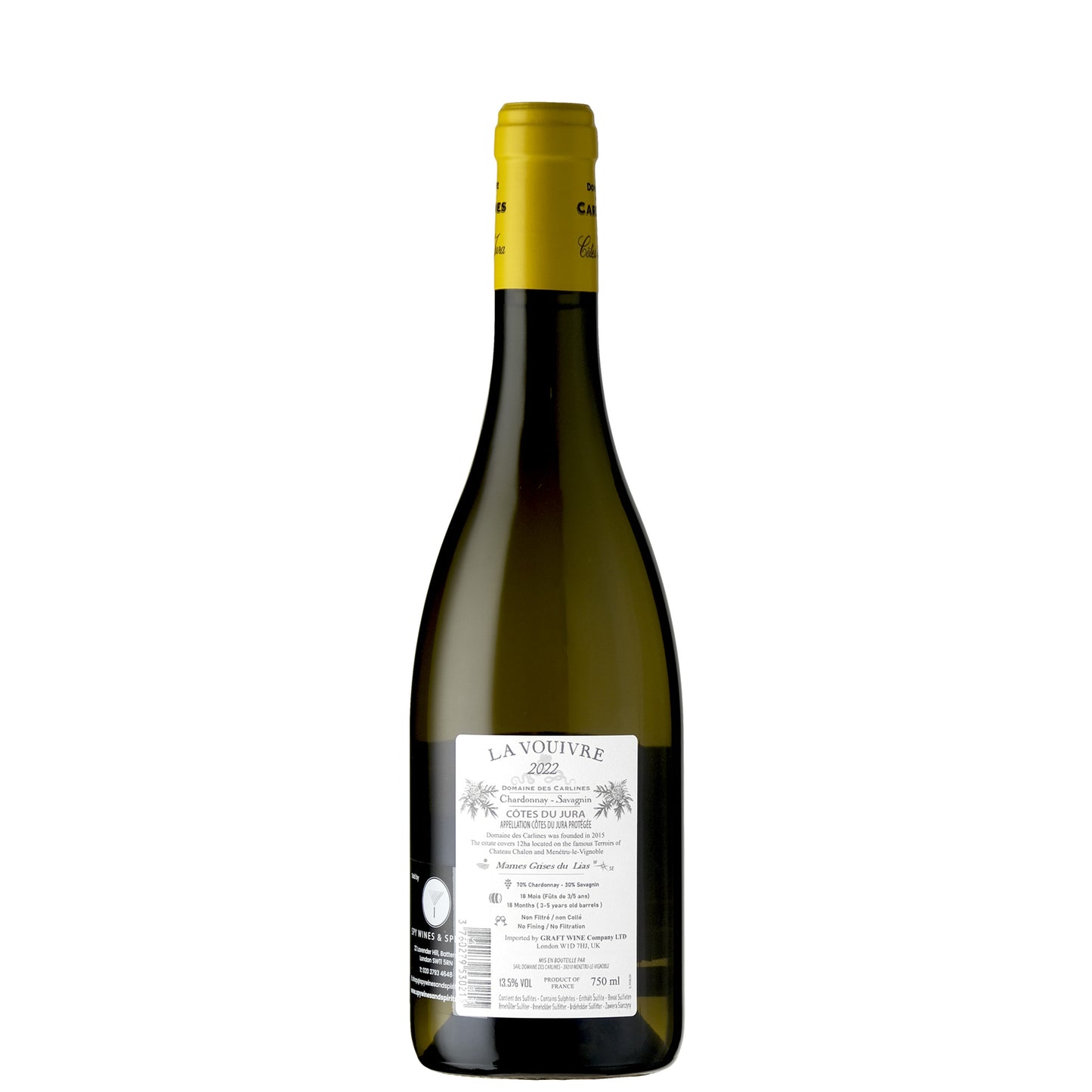 Cotes du Jura Chardonnay Savagnin Domaine de Carlines La Vouivre Back Label