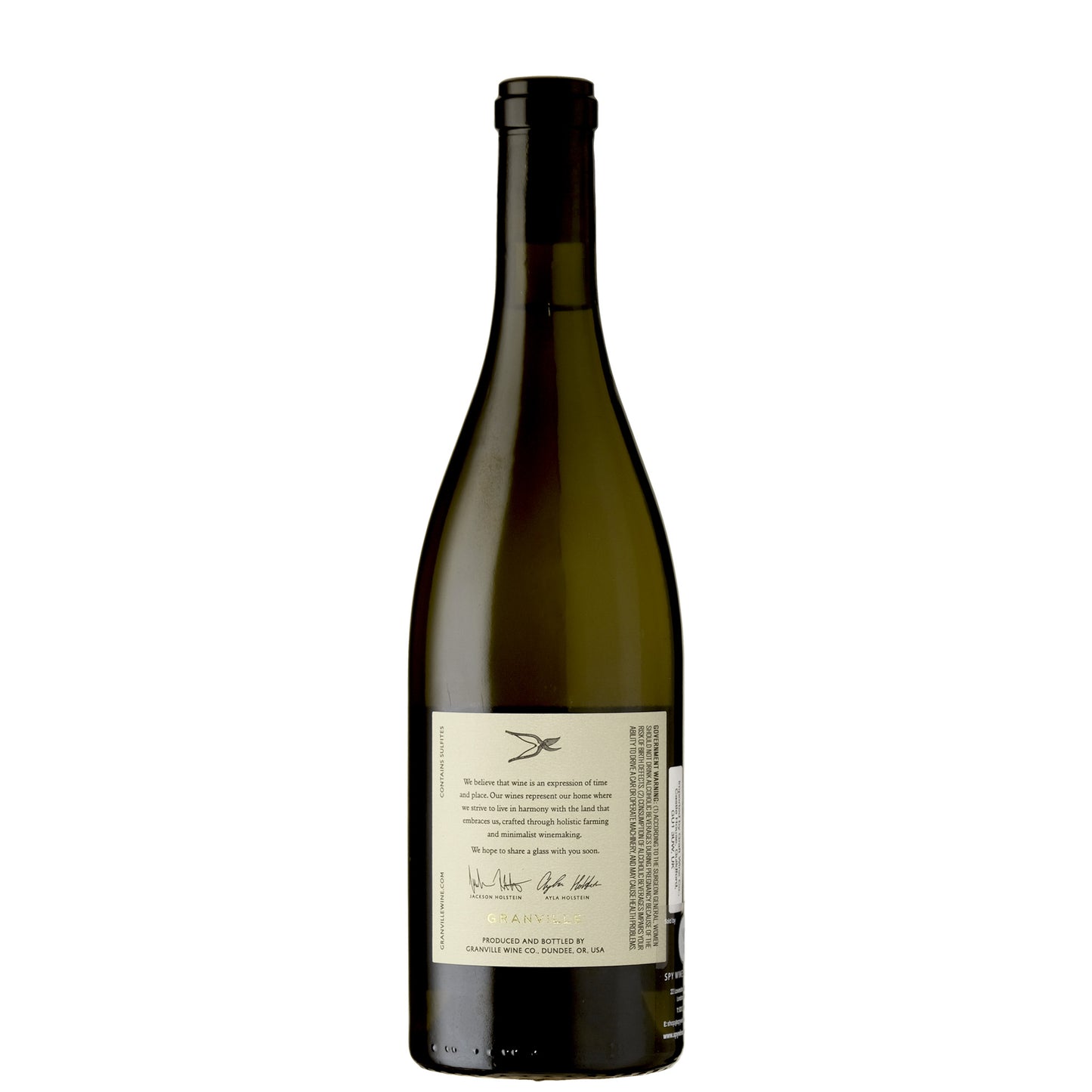 Granville Wine Co. Basalt Chardonnay Willamette Valley Oregon Back label on white background