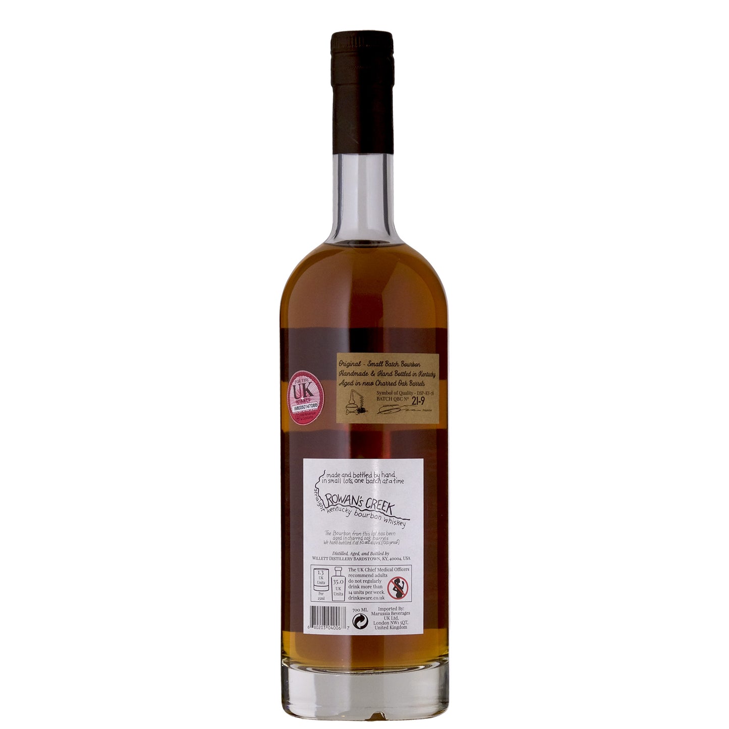 Rowans Creek Straight Kentucky Bourbon Back Label