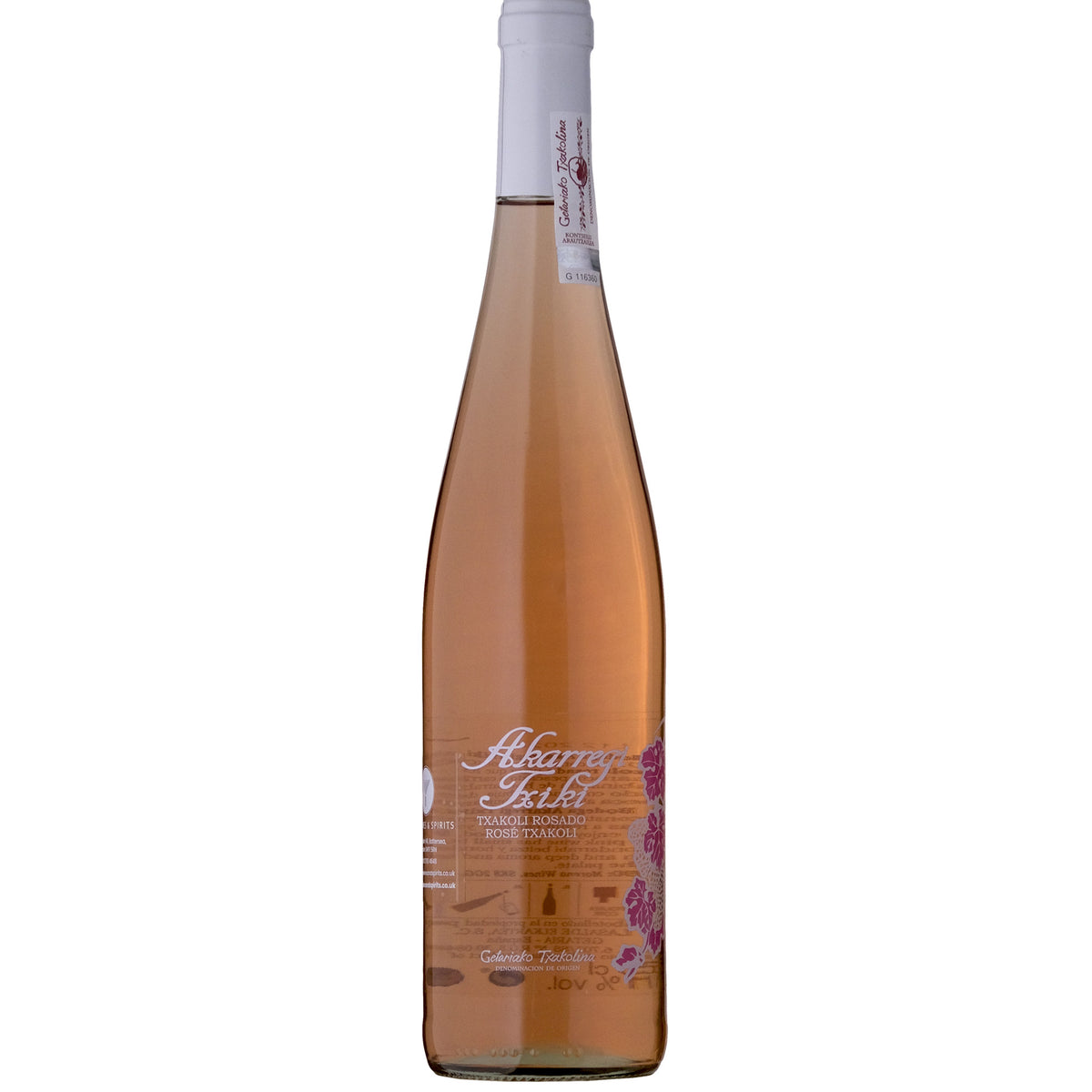 Bottle of Rosé Txakoli Akarregi Txiki Basque Spain