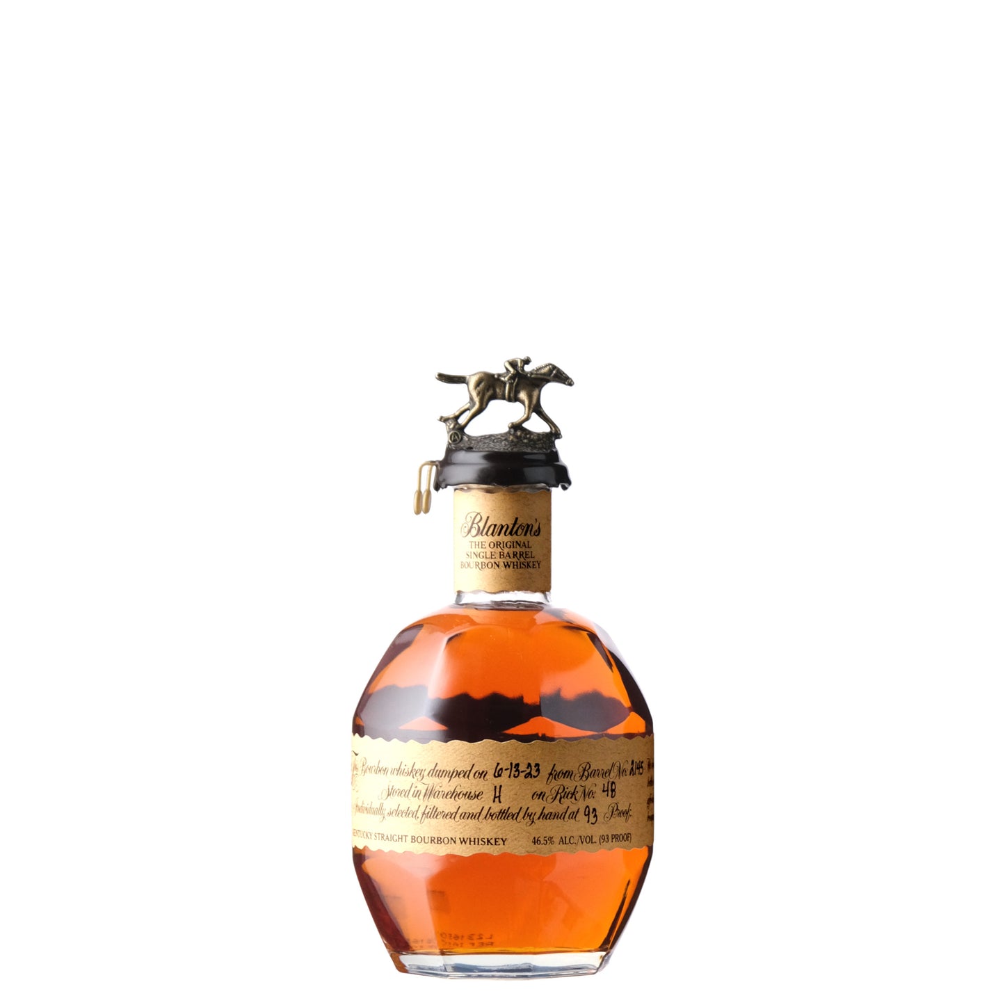 Blanton's Original Bourbon Whiskey Bottle on a White Background