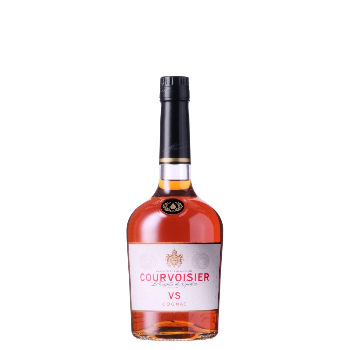 Courvoisier VS Cognac Brandy Bottle on a White Background