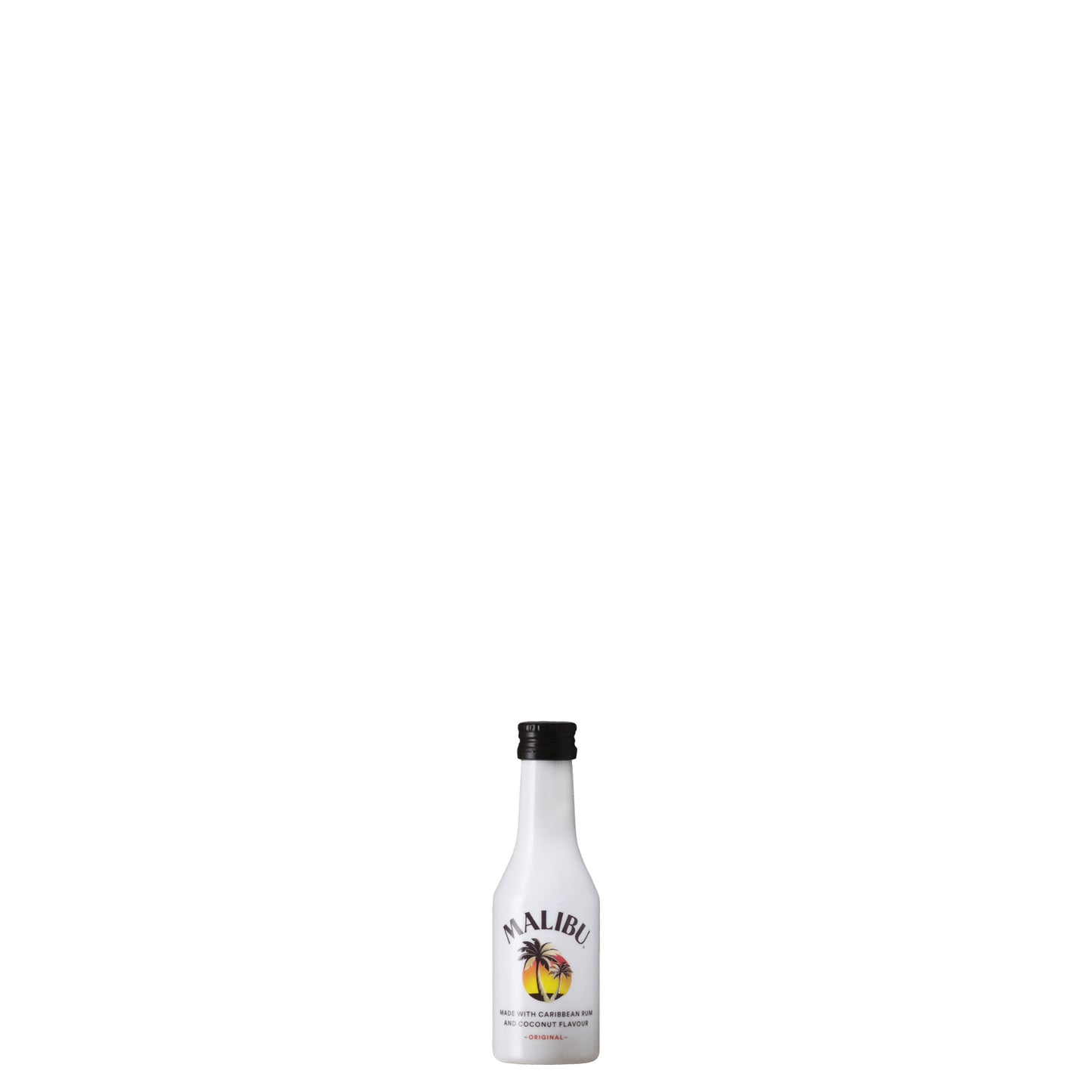 Malibu Miniature Liqueur Bottle on a White Background