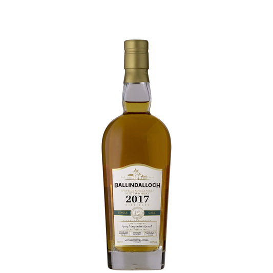 Bottle of Ballindalloch 2017 whisky on a white background