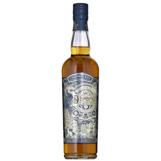 Bottle of Compass Box Art & Decadence whisky on a white background