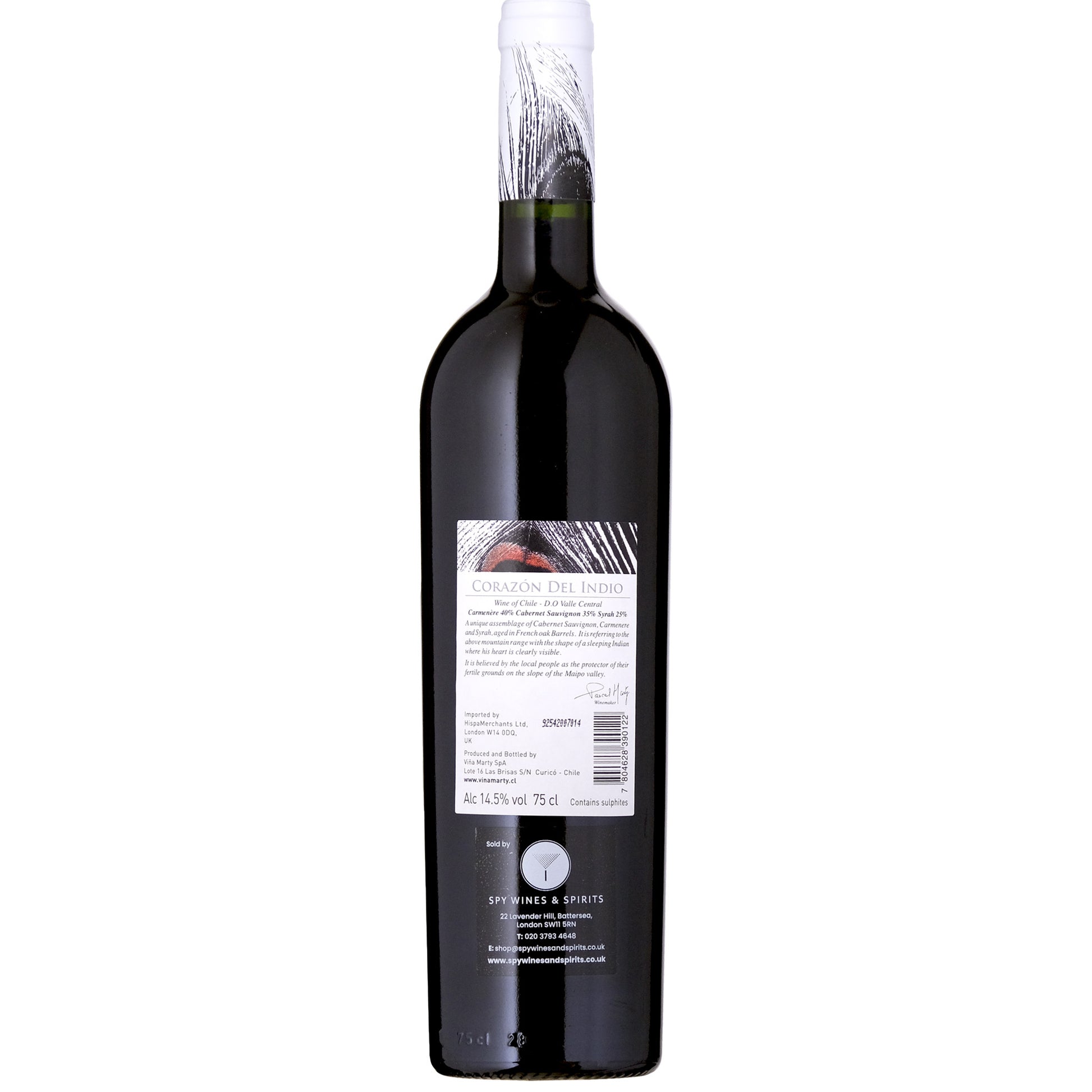 Corazon del Indio Chile Cabernet Sauvignon Blend Back Label