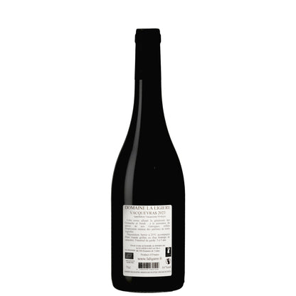 Back label of Domaine La Ligiere Vacqueyras Rhone