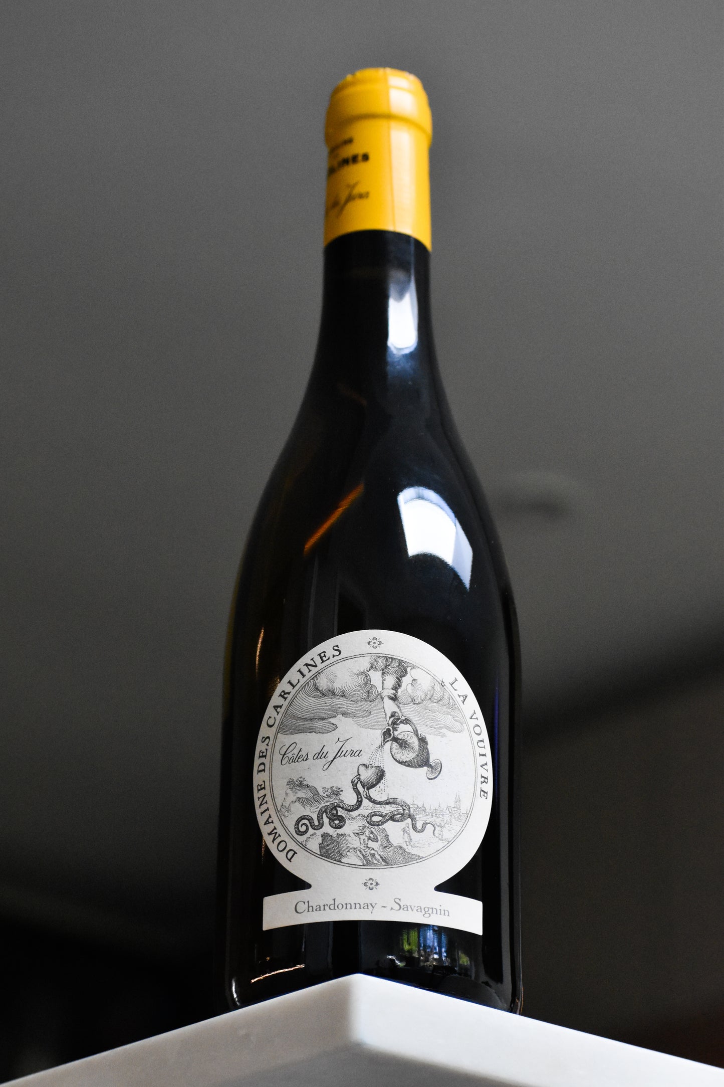 Domaine de Carlines La Vouivre Cotes du Jura Chardonnay Savagnin in kitchen