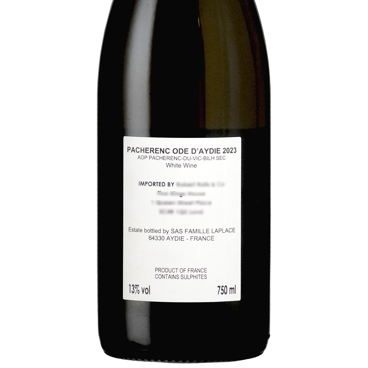 Back Label of Famille LaPlace Pacherenc Ode d'Aydie Blanc Languedoc