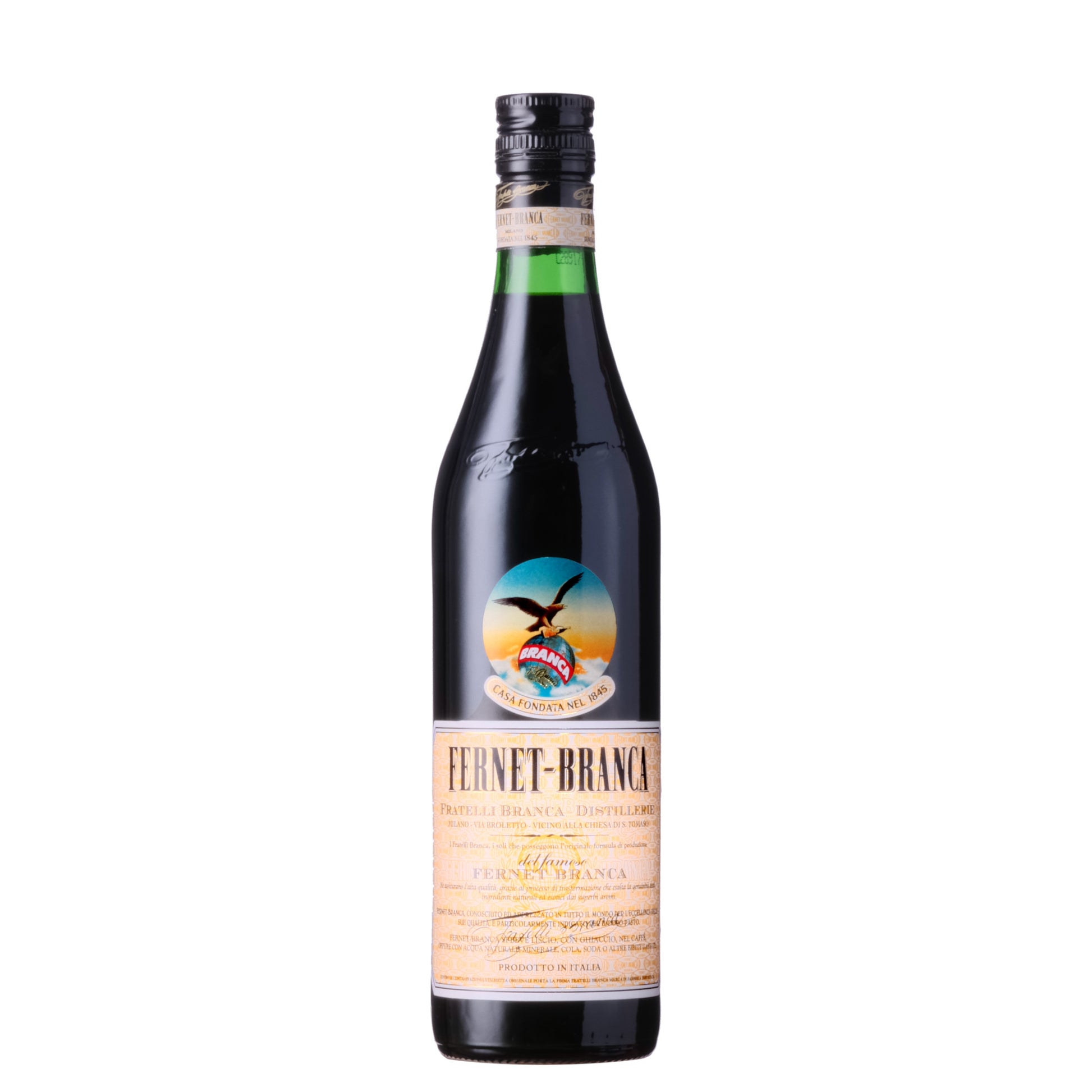 Fernet-Branca Bitter Amaro Italian on a white background
