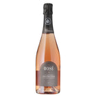 Philippe Gonet Rose Champagne clear bottle with bright salmon pink colour and 'Rosé' on the grey label