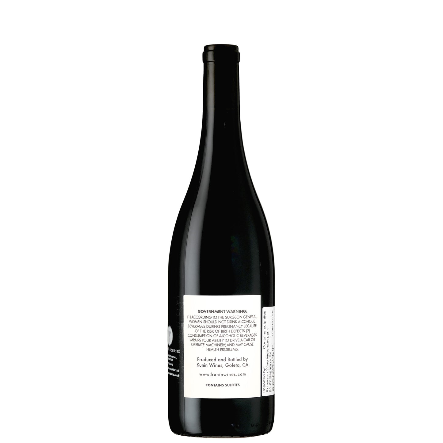 Kunin Syrah Santa Barbara County Back Label