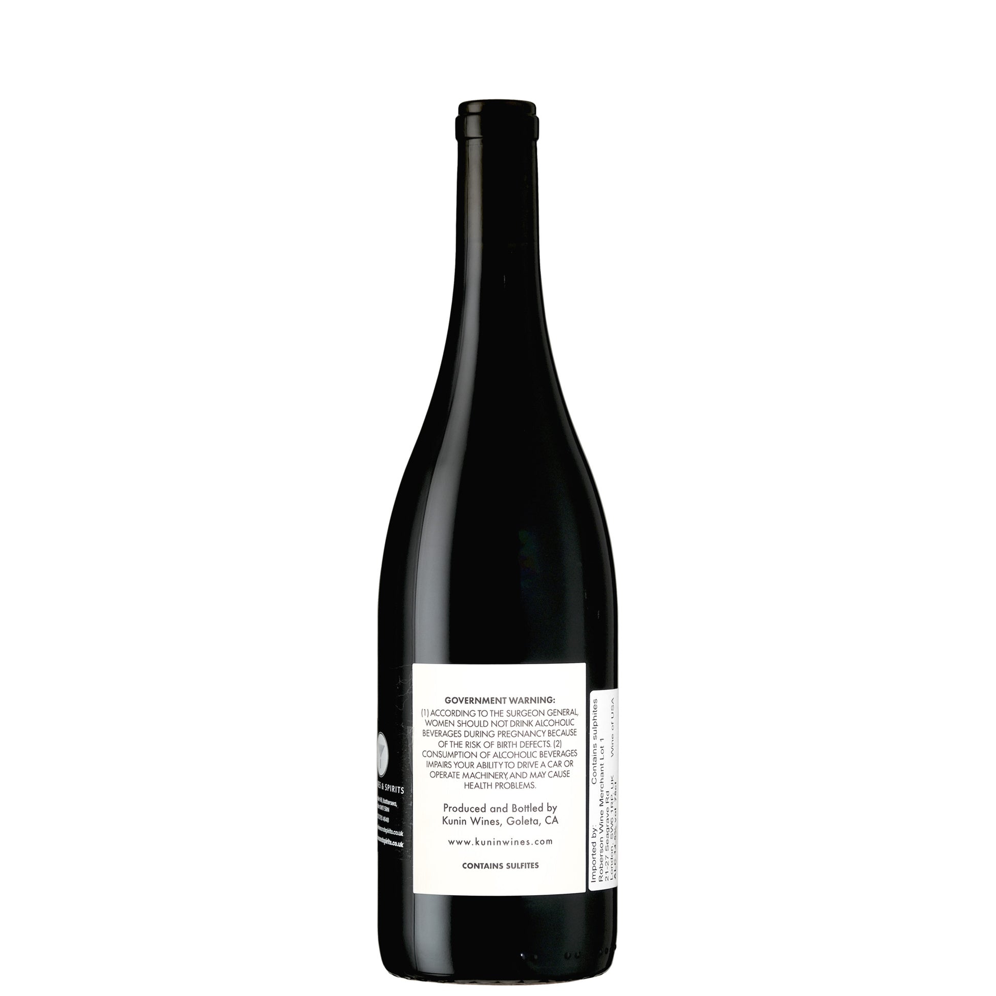 Kunin Syrah Santa Barbara County Back Label