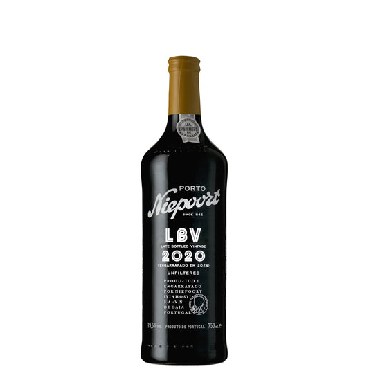 Porto Niepoort LBV 2020 wine bottle on a white background