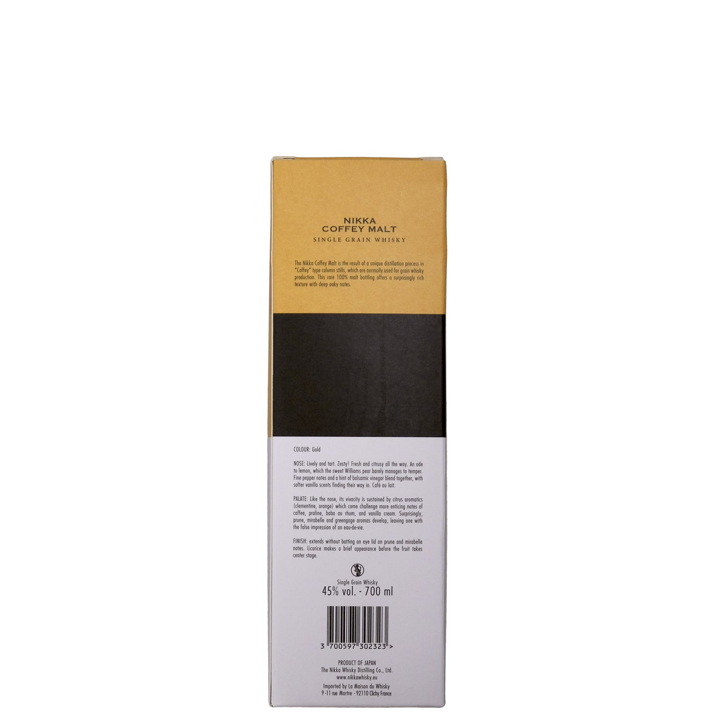 Nikka Coffey Malt Japanese Whisky Box Back