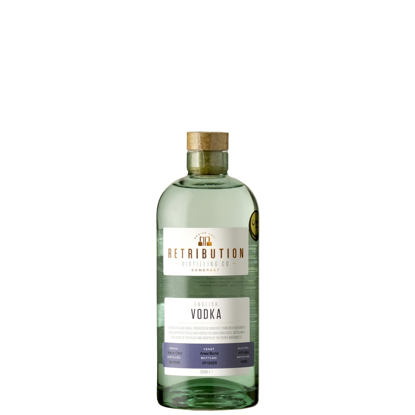 Retribution English Vodka on a white background