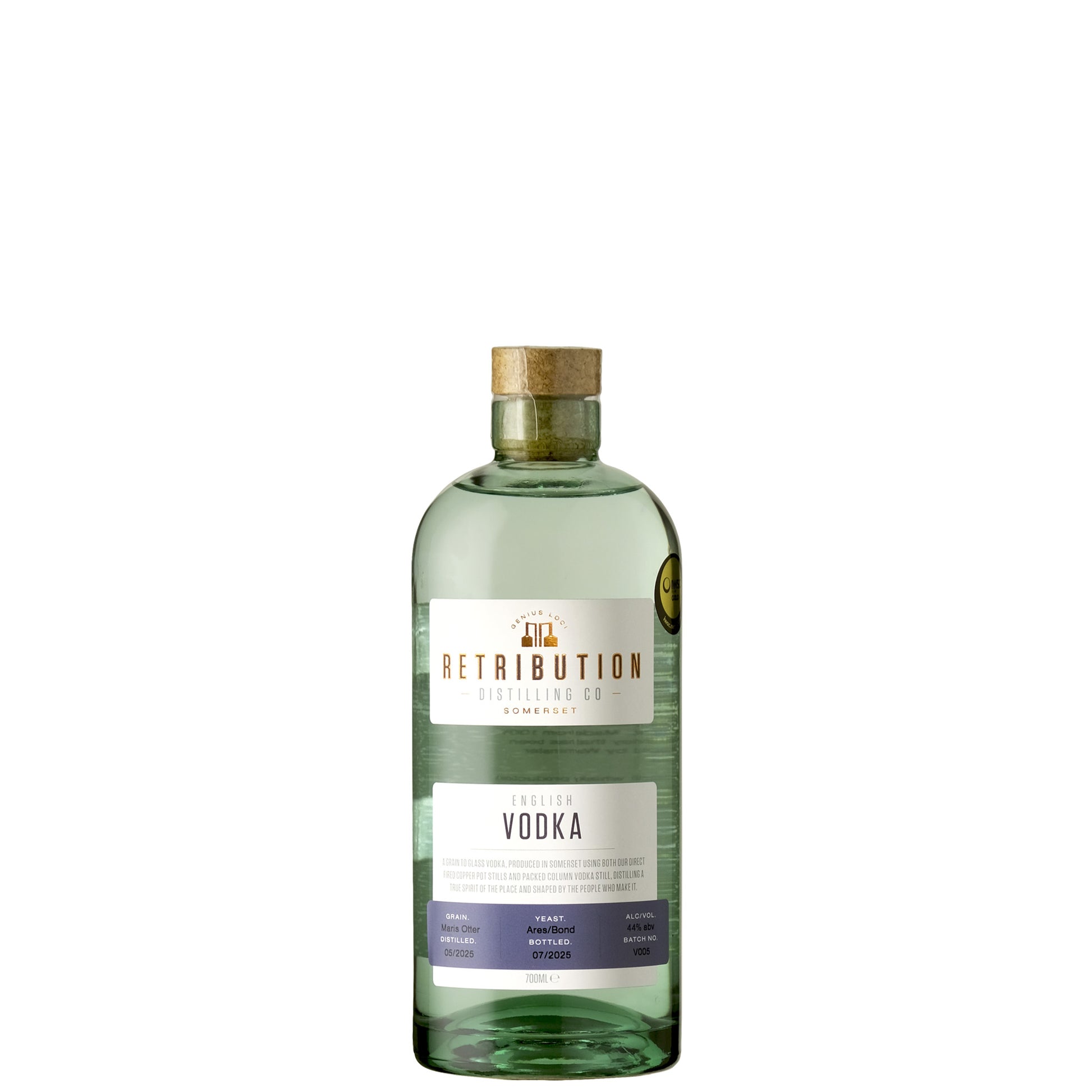 Retribution English Vodka on a white background