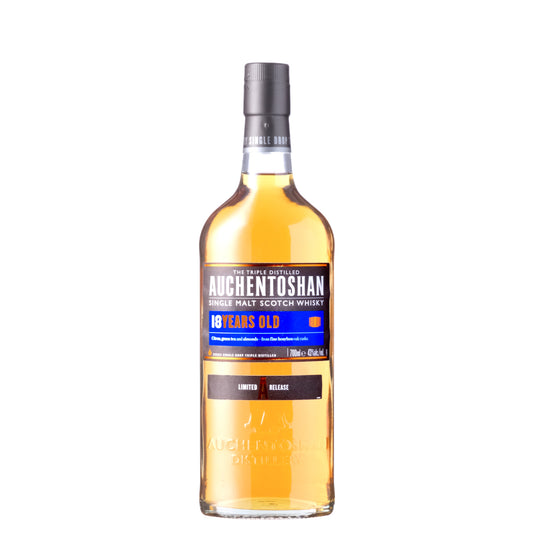 Auchentoshan 18 Year Old Whisky Bottle on a White Background