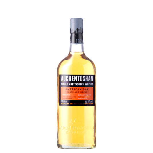 Auchentoshan American Oak Whisky Bottle on a White Background