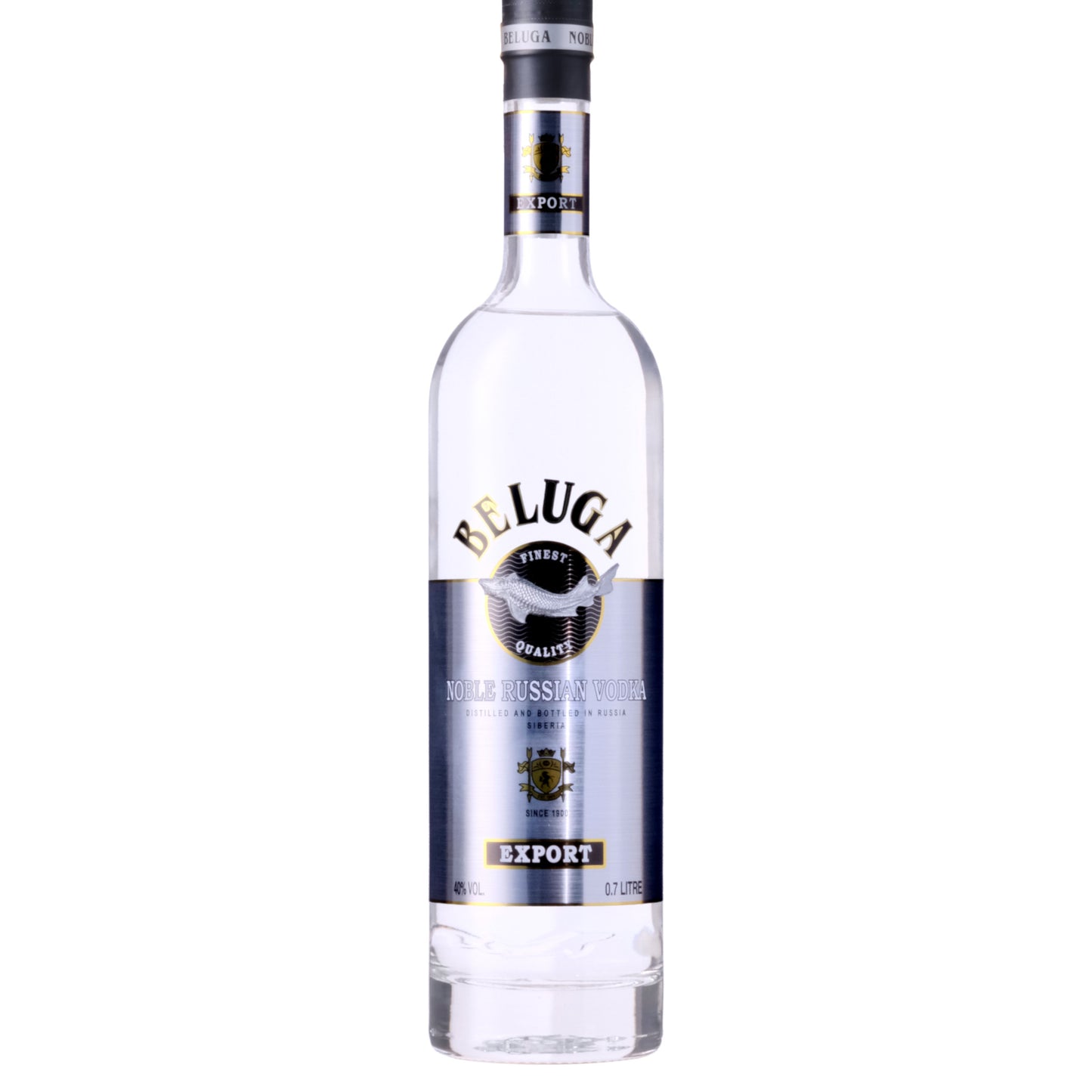 Beluga Noble Vodka Bottle on a White Background