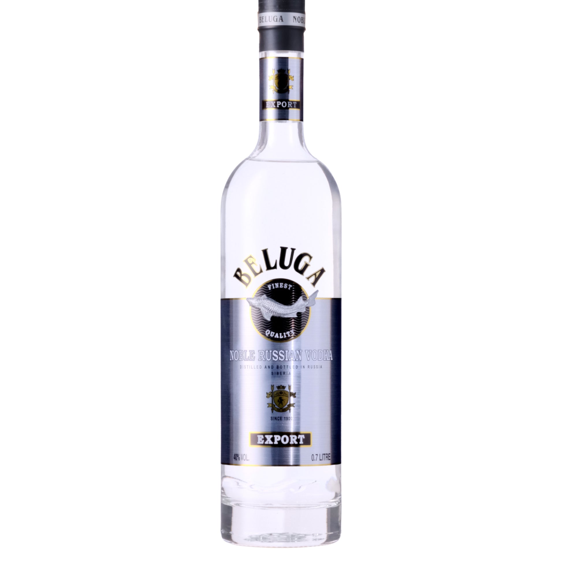 Beluga Noble Vodka Bottle on a White Background