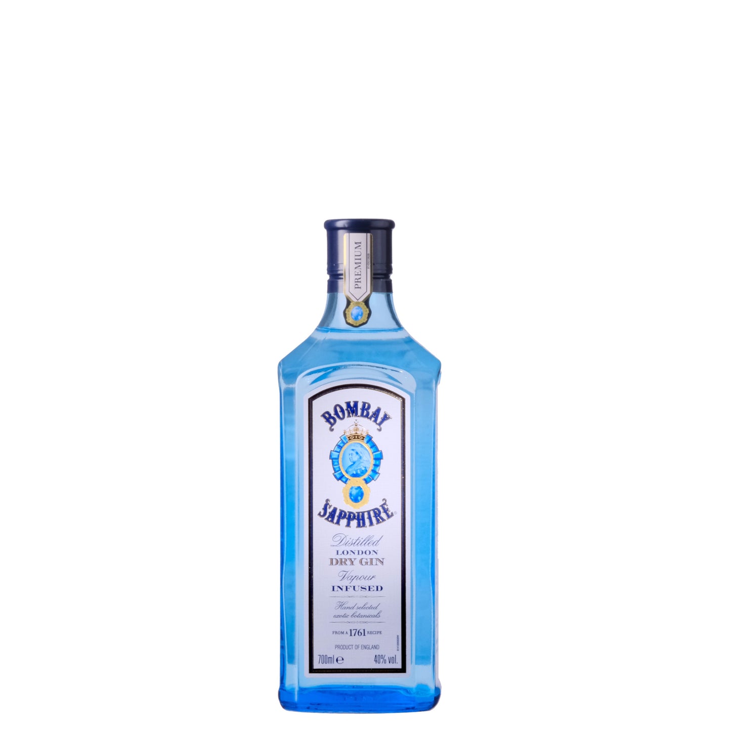 Bombay Sapphire Gin Bottle on a White Background