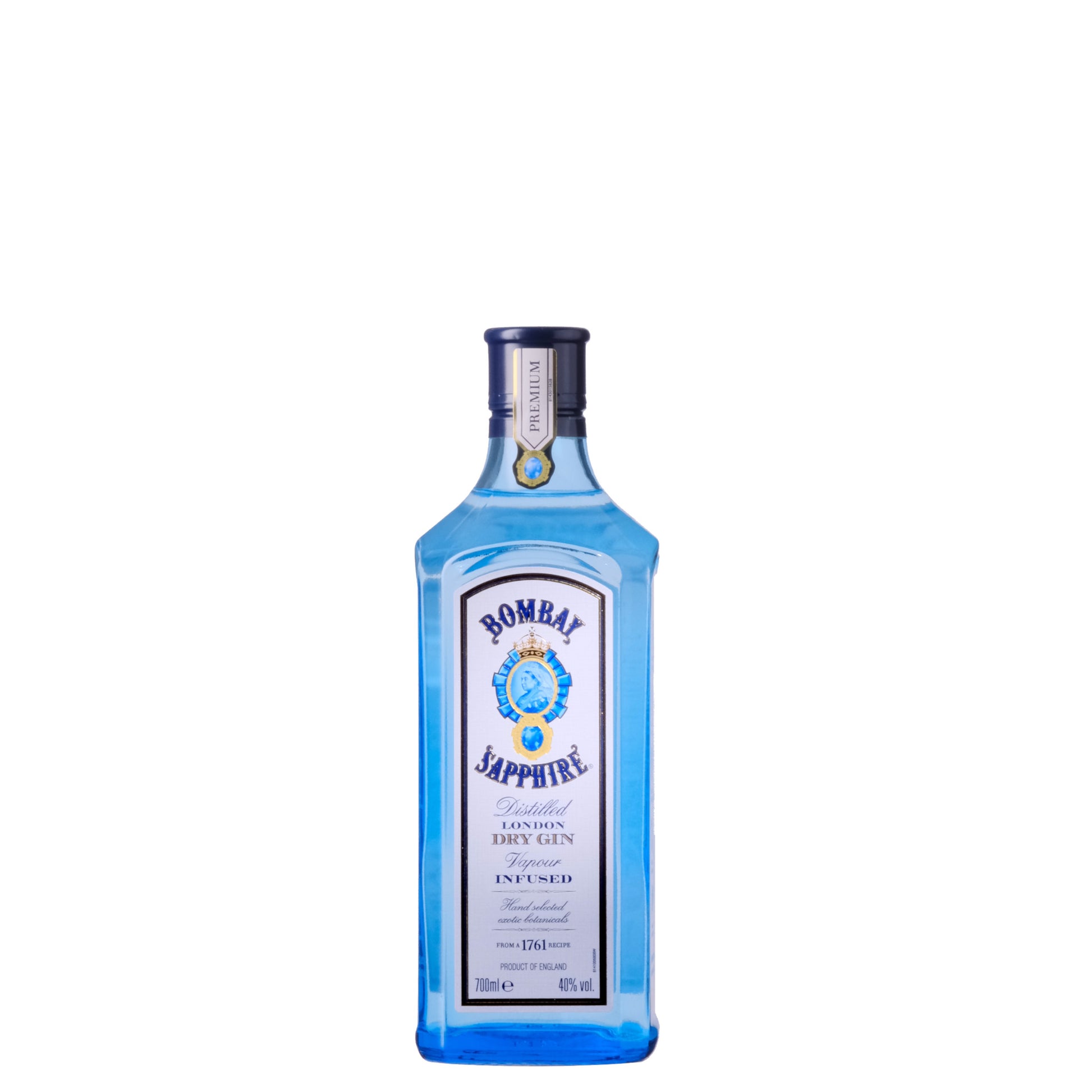 Bombay Sapphire Gin Bottle on a White Background