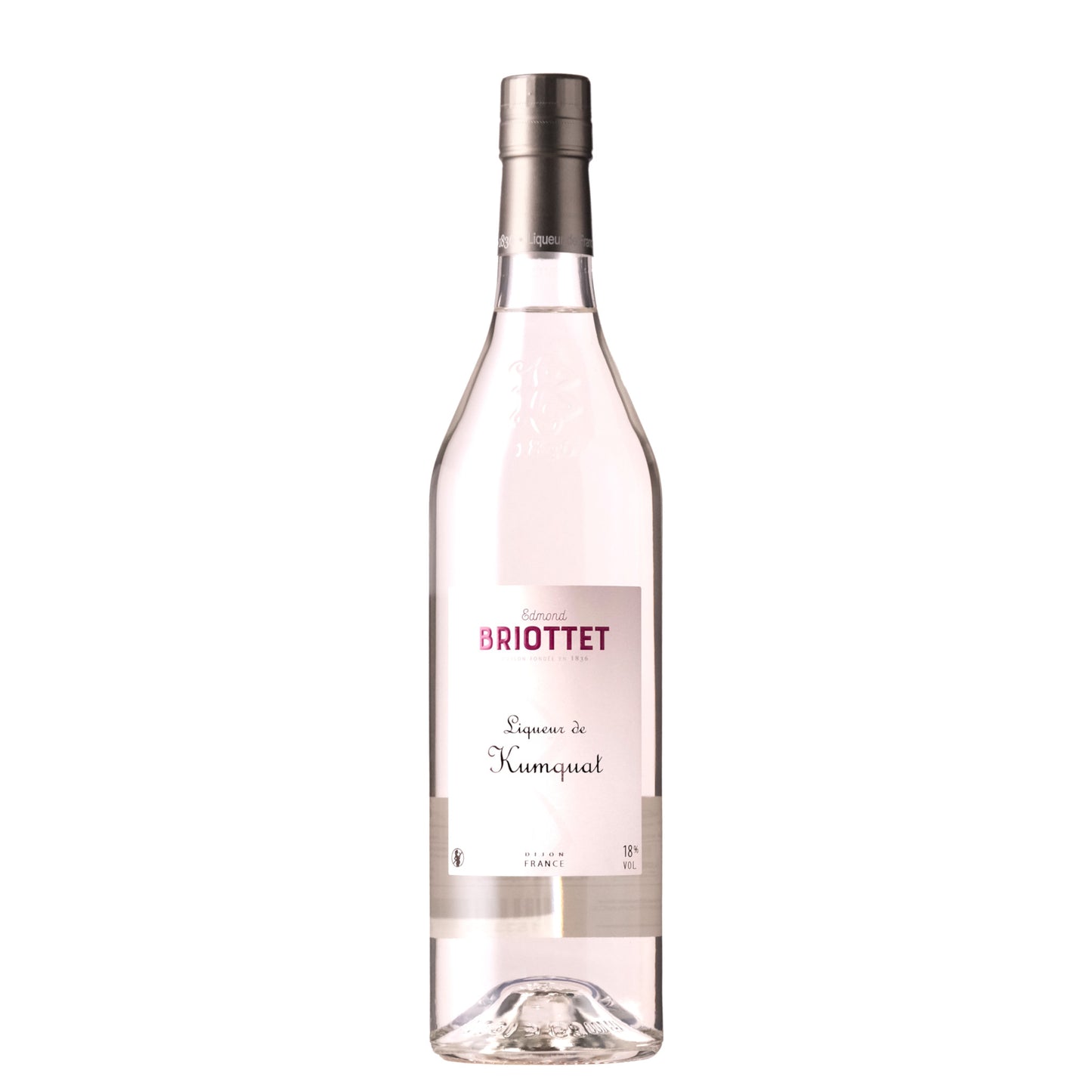 Briottet Kumquat Liqueur Bottle on a White Background