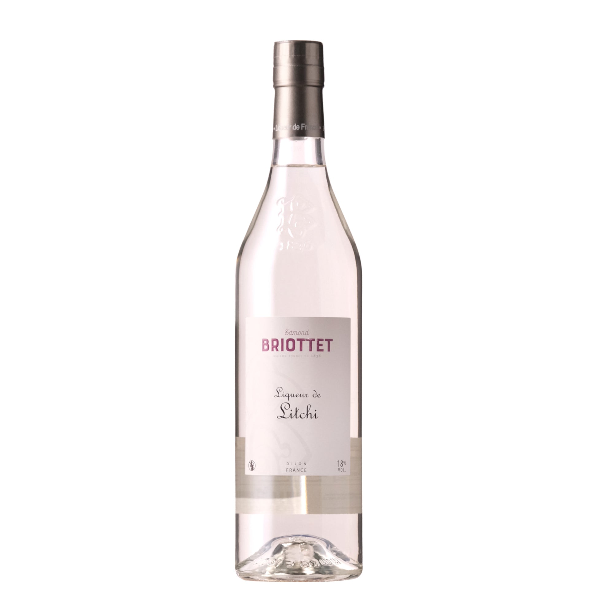 Briottet Liqueur De Litchi Liqueur Bottle on a White Background