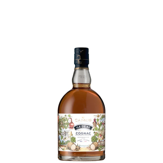 Camus Ile de Re Cognac Bottle on a White Background
