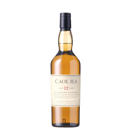 Caol Ila 12 Year Old Islay Scotch Bottle on a White Background
