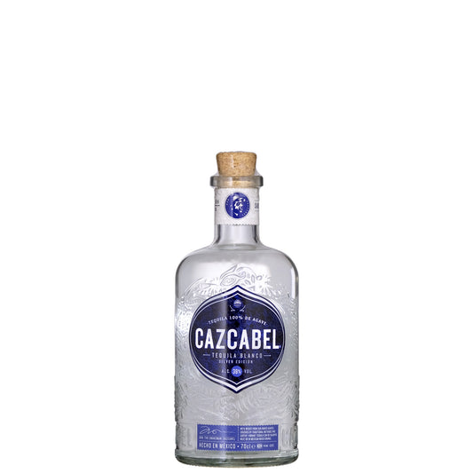Cazcabel Blanco Tequila Bottle on a White Background