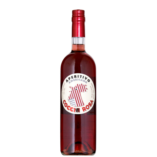 Cocchi Americano Rosa Vermouth Bottle on a White Background