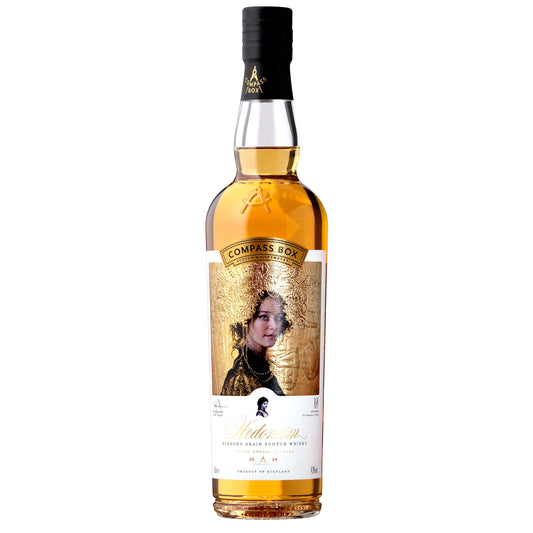 Compass Box Hedonism 2024 Whisky Bottle on a White Background