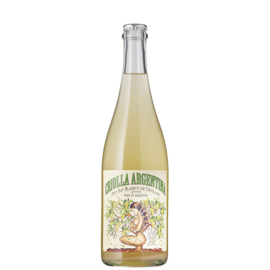 Criolla Pet-Nat Sparkling Wine Bottle on a White Background