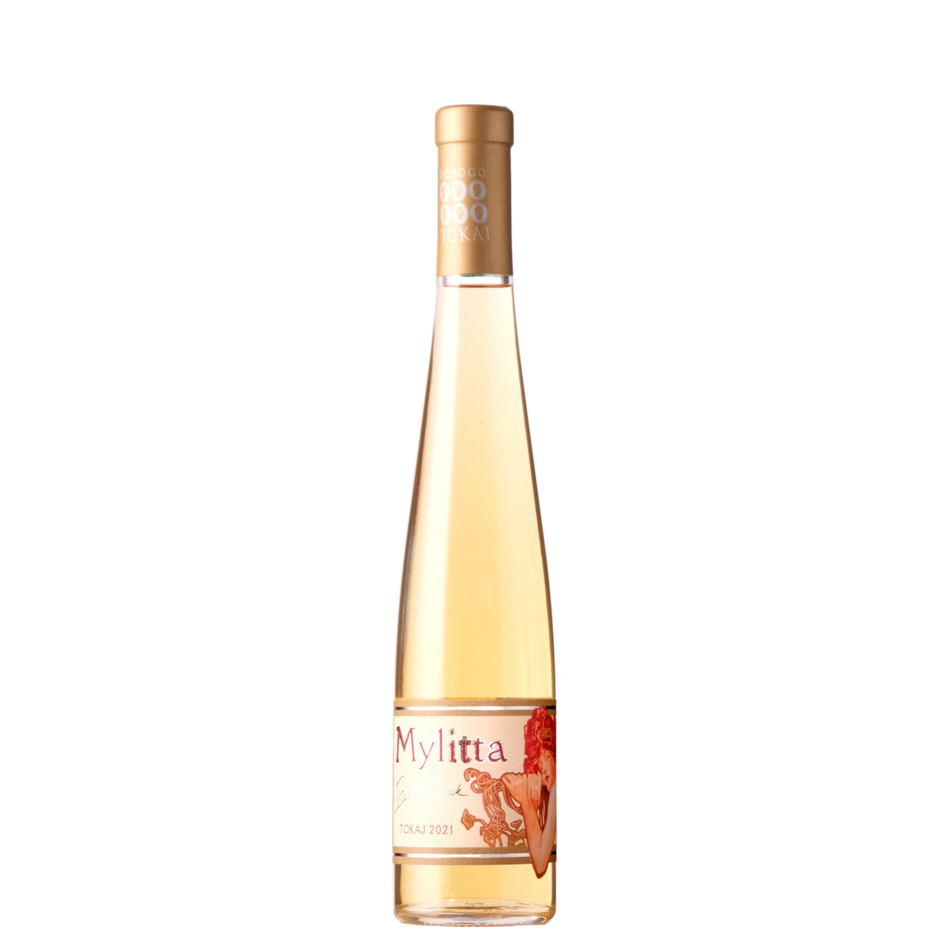 Dobogo Mylitta Tokaji Late Harvest Sweet Wine Bottle on a White Background