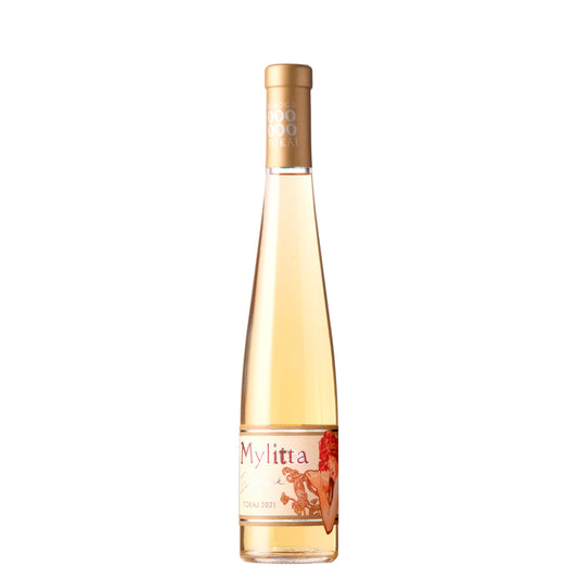 Dobogo Mylitta Tokaji Late Harvest Sweet Wine Bottle on a White Background