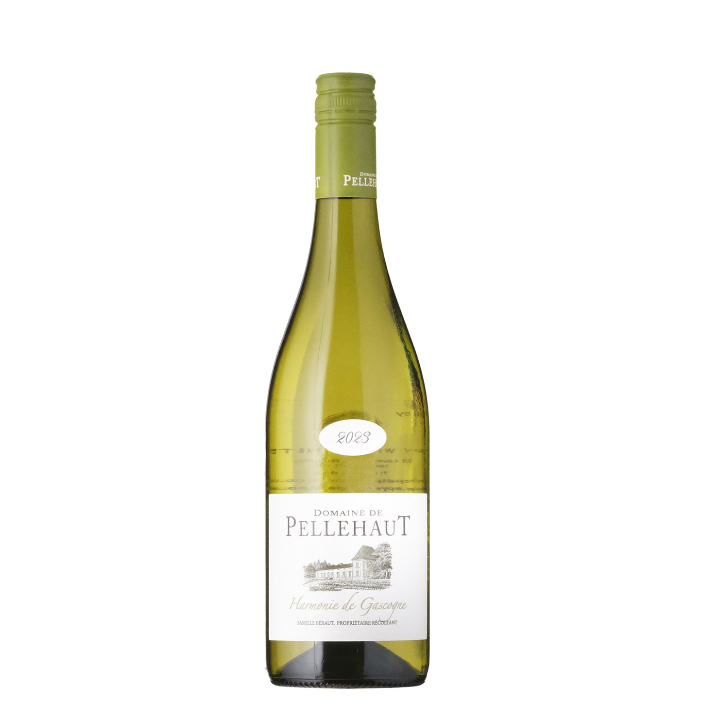 Domaine de Pellehaut Blanc Wine Bottle on a White Background
