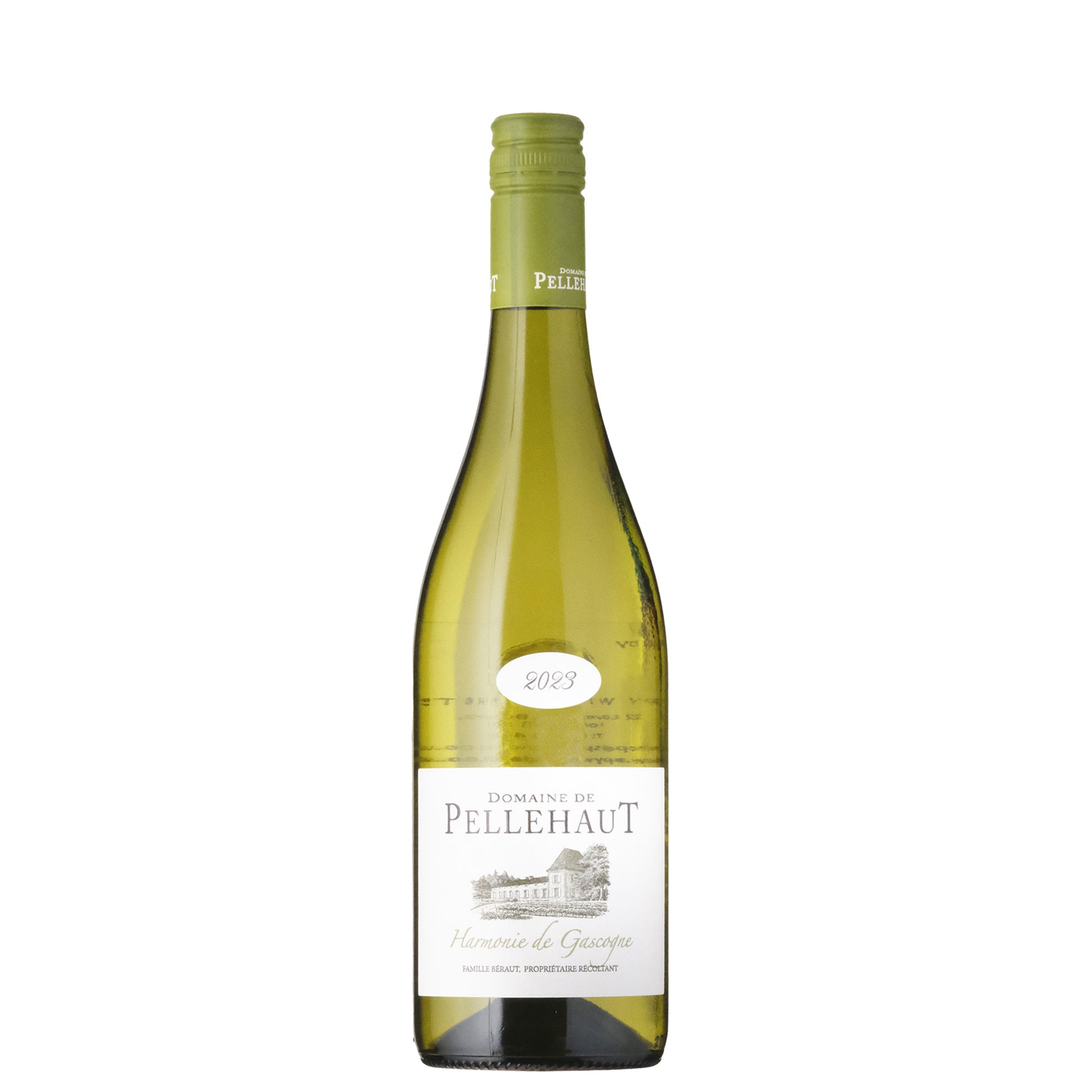 Domaine de Pellehaut Blanc Wine Bottle on a White Background