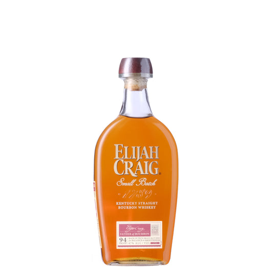 Elijah Craig Small Batch Whiskey/Bourbon Bottle on a White Background