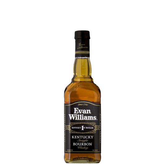 Evan Williams Black Label Whiskey Bottle on a White Background