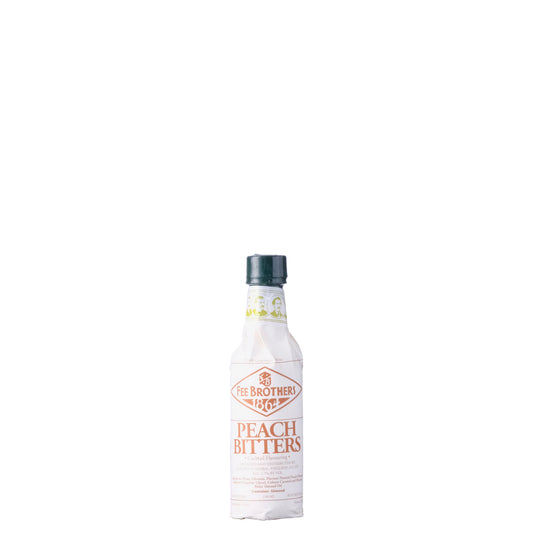 Fee Brothers Peach Bitters Bottle on a White Background
