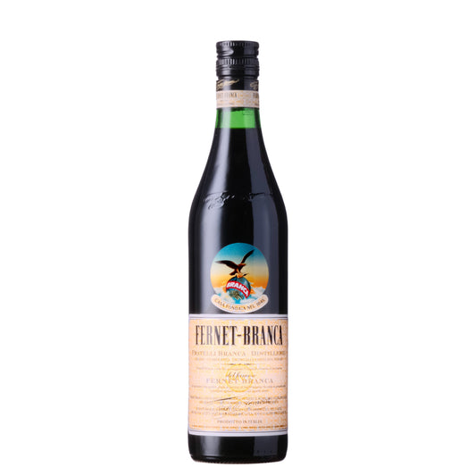 Fernet Branca Liqueur Bottle on a White Background