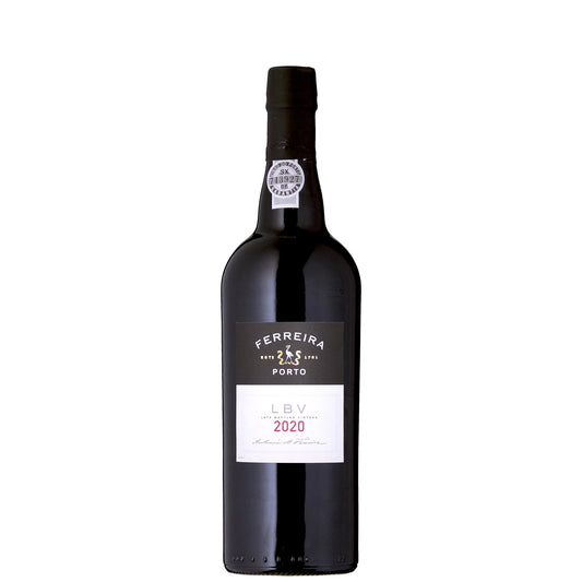 Ferreira LBV Port Bottle on a White Background