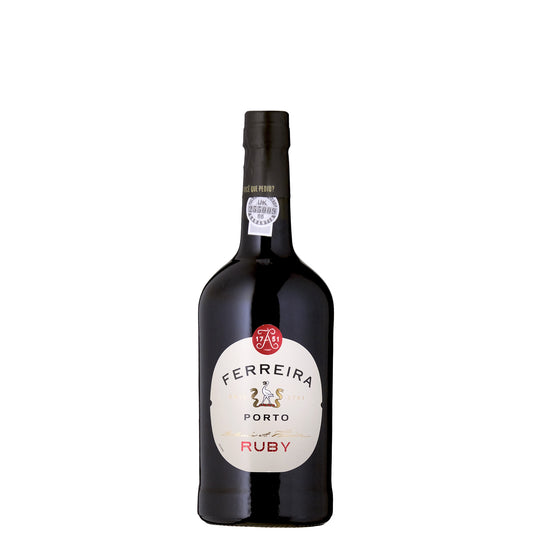 Ferreira Ruby Port Bottle on a White Background