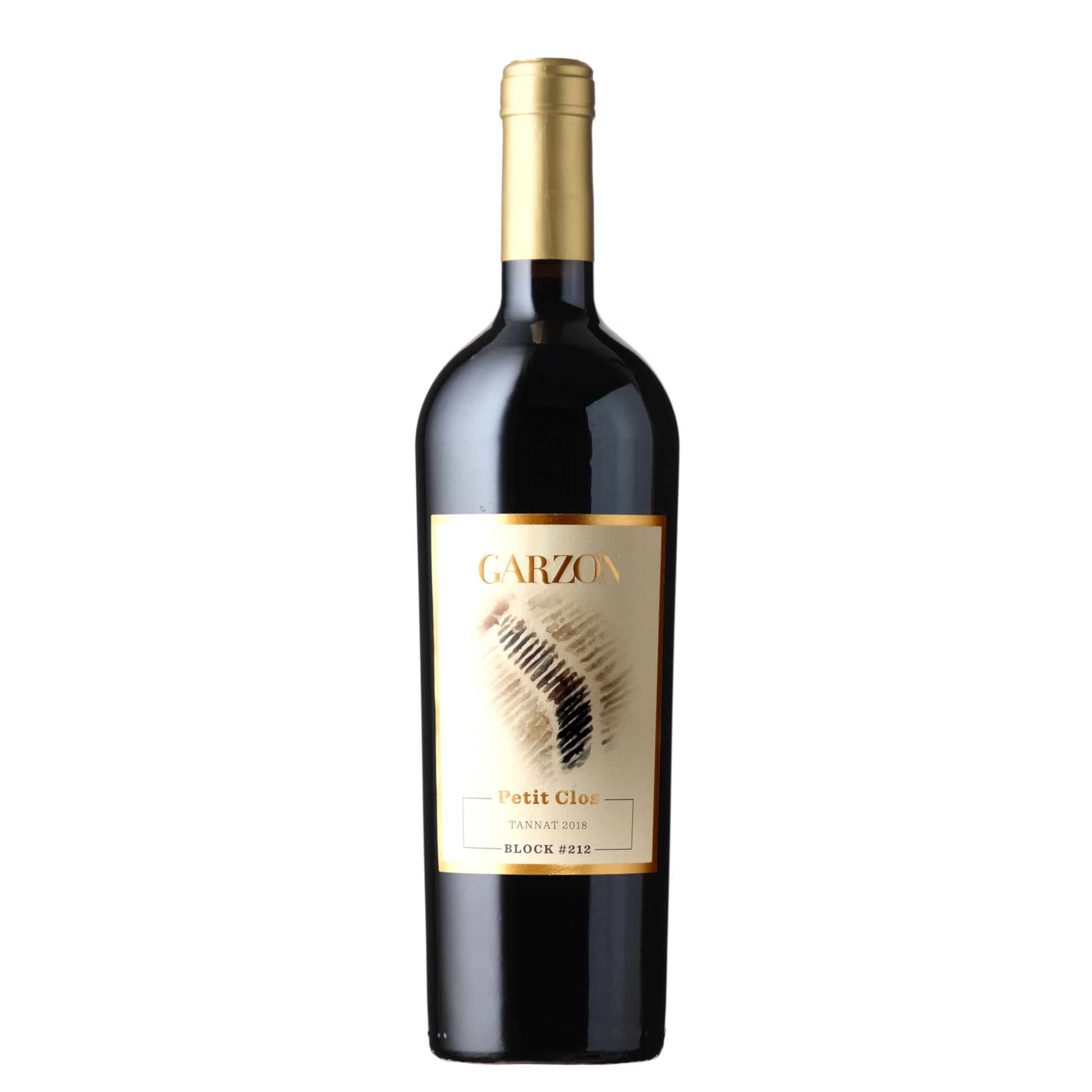 Garzon 'block 212' Tannat Wine Bottle on a White Background