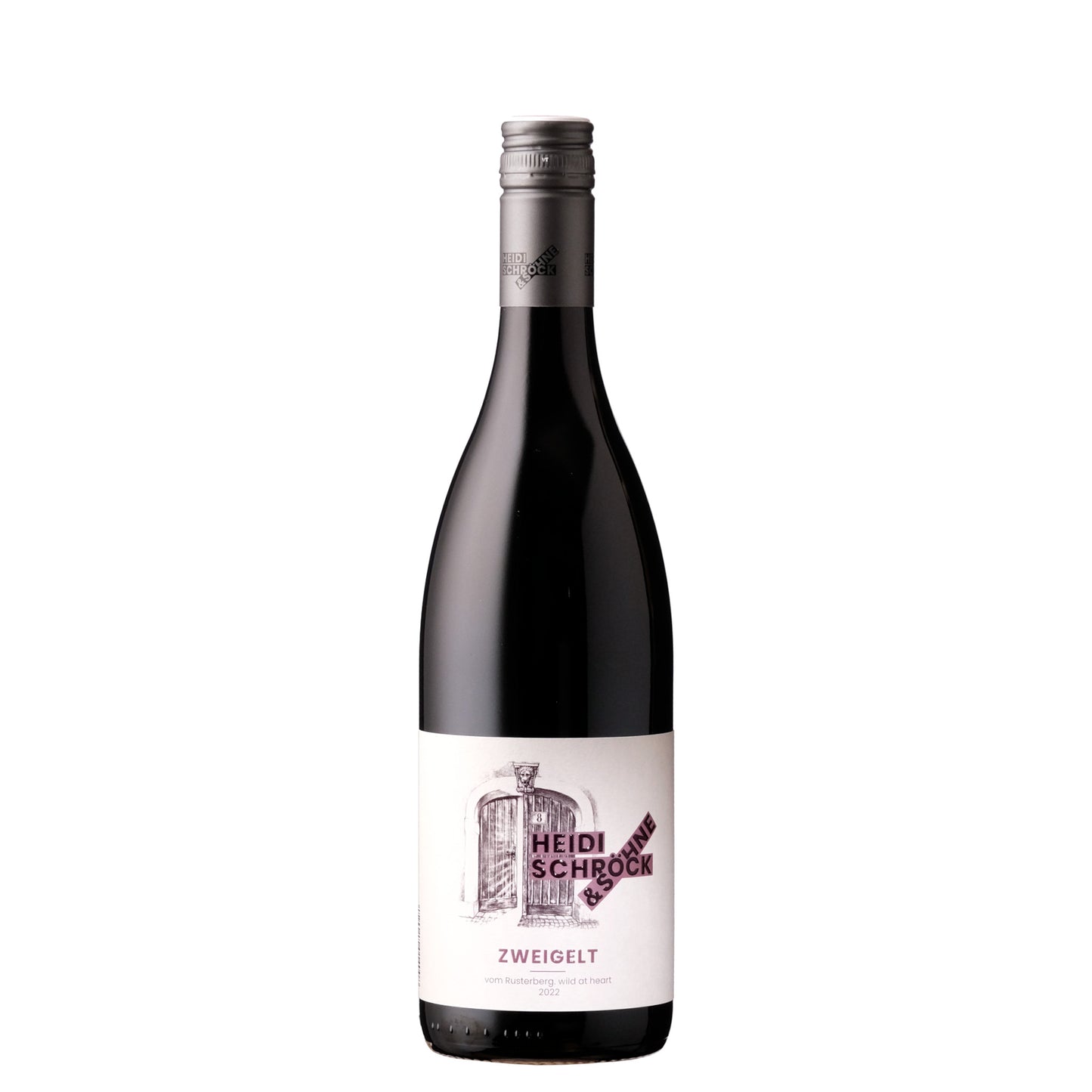 Heidi Schrock & Sohne Rustenberg Zweigelt Wine Bottle on a White Background